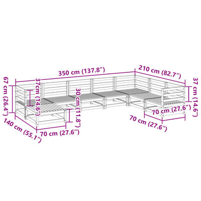 vidaXL Salon de jardin 8 pcs bois de pin imprégné