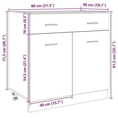 vidaXL Armoire de plancher tiroir Chêne sonoma 80x46x81,5 cm Aggloméré