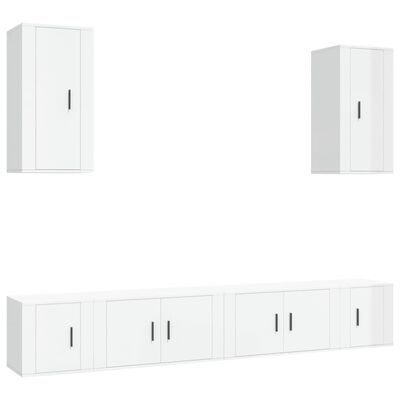 vidaXL Ensemble de meubles TV 6 pcs Blanc brillant Bois d'ingénierie