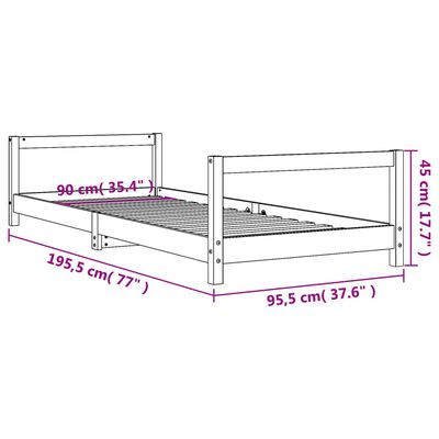 vidaXL Cadre de lit pour enfants blanc 90x190 cm bois de pin massif