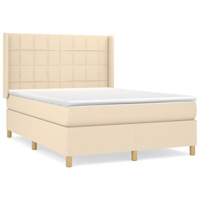 vidaXL Sommier à lattes de lit avec matelas Crème 140x190 cm Tissu