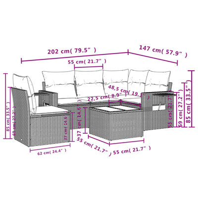 vidaXL Salon de jardin 6 pcs avec coussins gris clair résine tressée