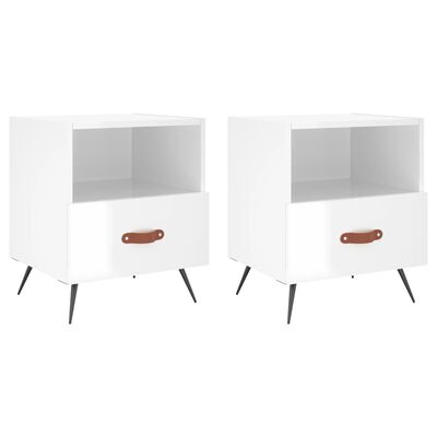 vidaXL Tables de chevet 2 pcs blanc brillant 40x35x47,5 cm