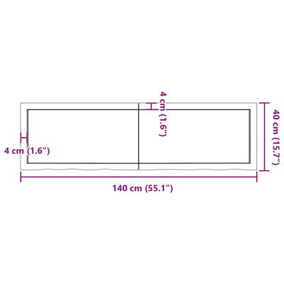 vidaXL Dessus de table 140x40x(2-4) cm bois de chêne massif non traité