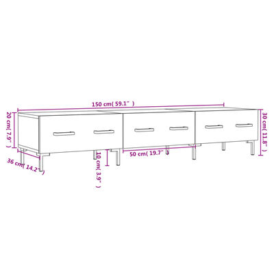 vidaXL Meuble TV blanc brillant 150x36x30 cm bois d'ingénierie