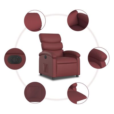 vidaXL Fauteuil inclinable électrique Rouge bordeaux Similicuir