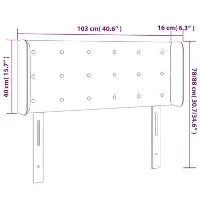 vidaXL Tête de lit à LED Gris clair 103x16x78/88 cm Tissu