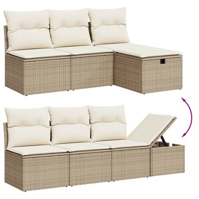 vidaXL Salon de jardin avec coussins 9 pcs beige résine tressée