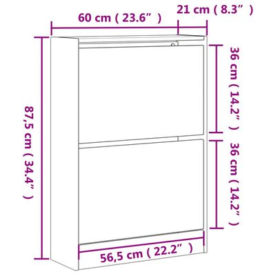 vidaXL Armoire à chaussures chêne fumé 60x21x87,5 cm bois d'ingénierie