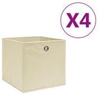 vidaXL Boîtes de rangement 4 pcs Tissu intissé 28x28x28 cm Crème