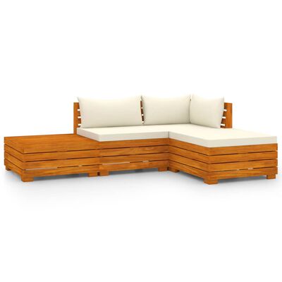 vidaXL Salon de jardin 4 pcs avec coussins Bois d'acacia solide