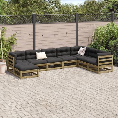 vidaXL Salon de jardin 8 pcs bois de pin imprégné