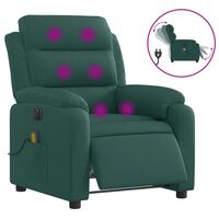 vidaXL Fauteuil de massage inclinable électrique Vert foncé Tissu