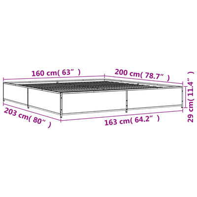 vidaXL Cadre de lit sans matelas sonoma gris 160x200 cm