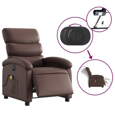 vidaXL Fauteuil de massage inclinable électrique marron similicuir