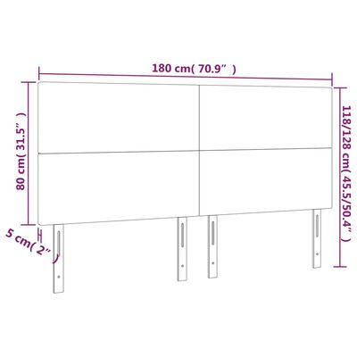 vidaXL Tête de lit à LED Noir 180x5x118/128 cm Similicuir