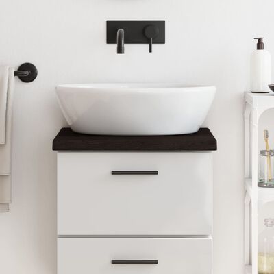 vidaXL Comptoir de salle de bain marron foncé bois massif traité