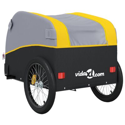 vidaXL Remorque pour vélo noir et jaune 45 kg fer