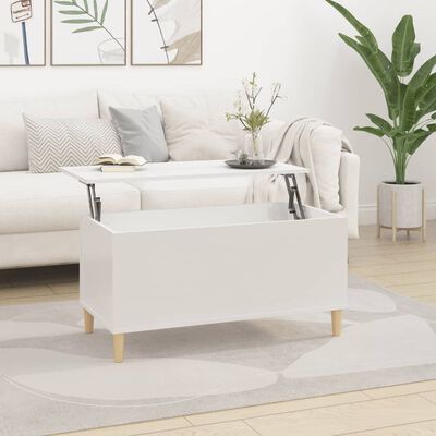 vidaXL Table basse Blanc brillant 90x44,5x45 cm Bois d'ingénierie