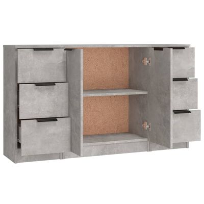 vidaXL Buffets 3 pcs gris béton bois d'ingénierie