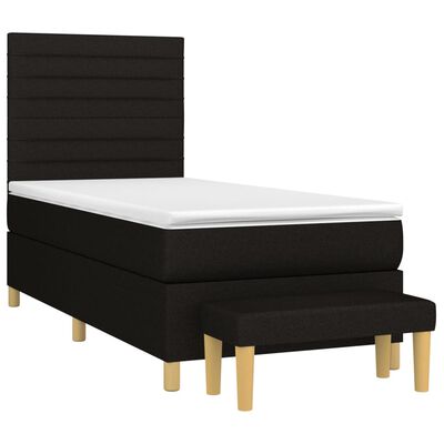 vidaXL Sommier à lattes de lit avec matelas Noir 100x200 cm Tissu