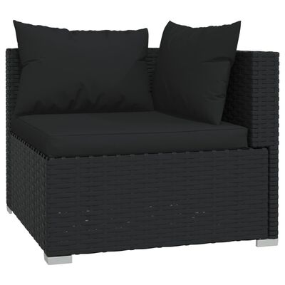 vidaXL Salon de jardin 7 pcs avec coussins Résine tressée Noir