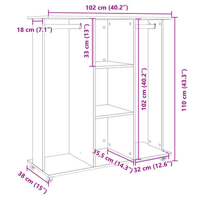 vidaXL Garde-robe avec roues chêne sonoma 102x38x110cm bois ingénierie