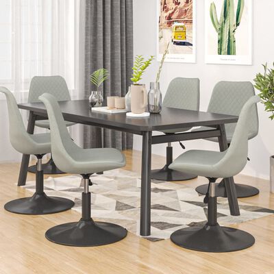 vidaXL Chaises pivotantes à manger lot de 6 Gris clair Velours