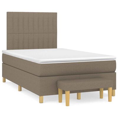 vidaXL Sommier à lattes de lit avec matelas taupe 120x190 cm tissu