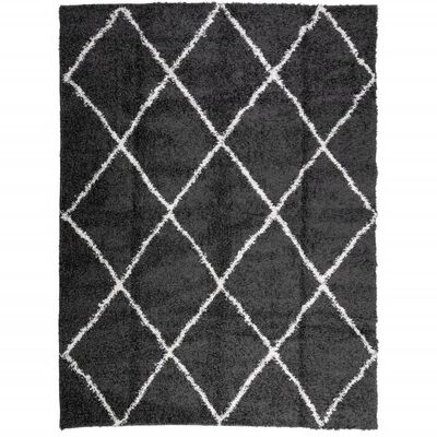 vidaXL Tapis shaggy à poils longs moderne noir et crème 300x400 cm