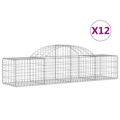 vidaXL Paniers à gabions arqués 12 pcs 200x50x40/60 cm fer galvanisé