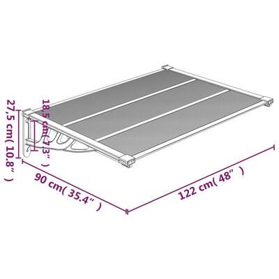 vidaXL Auvent de porte Gris et transparent 122x90 cm Polycarbonate