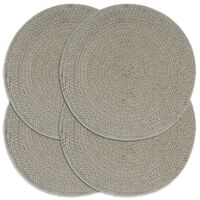 vidaXL Napperons 4 pcs Gris Plain 38 cm Rond Coton