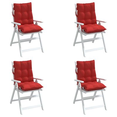 vidaXL Coussins de chaise à dossier bas lot de 4 rouge tissu oxford