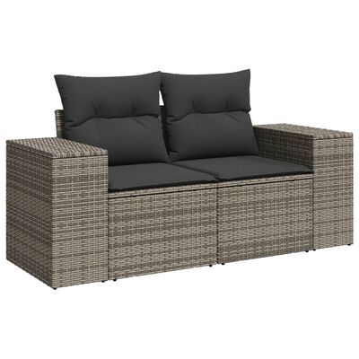 vidaXL Salon de jardin 8 pcs avec coussins gris résine tressée