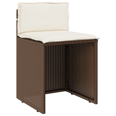 vidaXL Ensemble de bistro 3 pcs avec coussins marron résine tressée