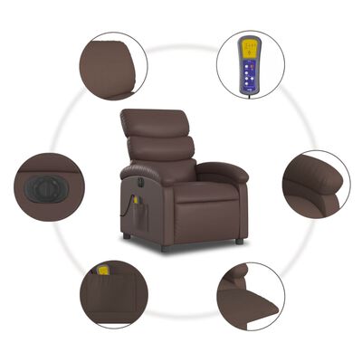 vidaXL Fauteuil de massage inclinable électrique marron similicuir