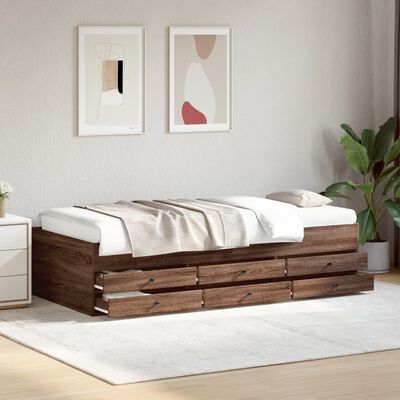 vidaXL Lit de jour avec tiroirs sans matelas chêne marron 75x190 cm