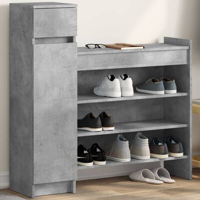 vidaXL Armoire à chaussures gris béton bois d'ingénierie