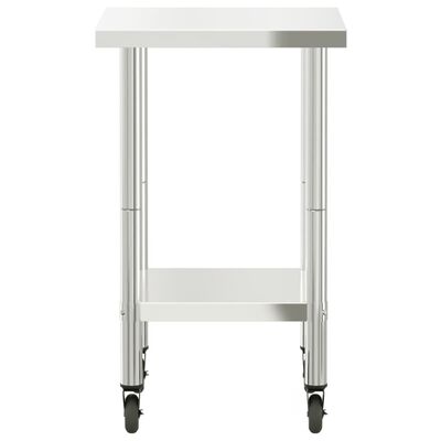 vidaXL Table de travail de cuisine avec roues 55x55x85 cm inox