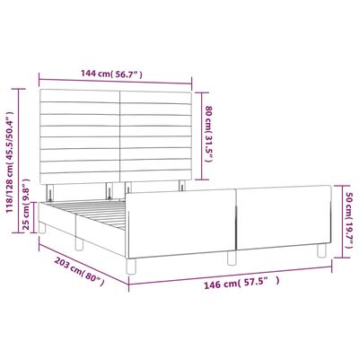 vidaXL Cadre de lit avec tête de lit Crème 140x200 cm Tissu