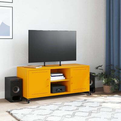 vidaXL Meuble TV jaune moutarde 100,5x39x43,5 cm acier