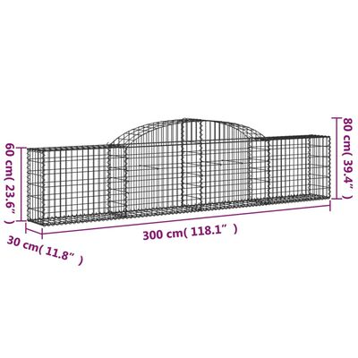 vidaXL Paniers à gabions arqués 9 pcs 300x30x60/80 cm Fer galvanisé