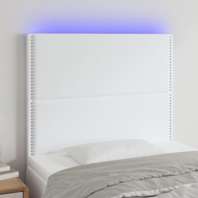 vidaXL Tête de lit à LED Blanc 100x5x118/128 cm Similicuir