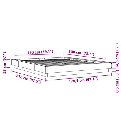 vidaXL Cadre de lit sans matelas chêne fumé 150x200 cm