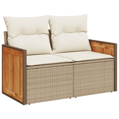 vidaXL Salon de jardin avec coussins 3 pcs beige résine tressée