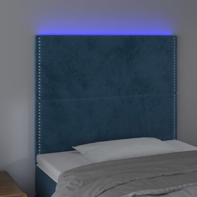 vidaXL Tête de lit à LED Bleu foncé 100x5x118/128 cm Velours