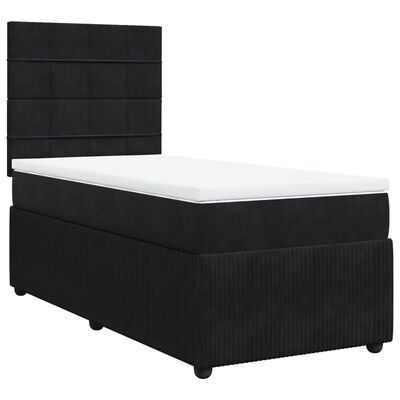 vidaXL Sommier à lattes de lit avec matelas Noir 90x190 cm Velours