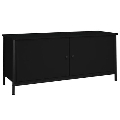 vidaXL Meuble TV avec portes noir 102x35x45 cm bois d'ingénierie