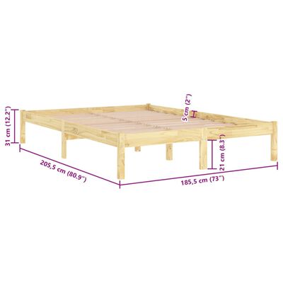 vidaXL Cadre de lit bois massif 180x200 cm super king